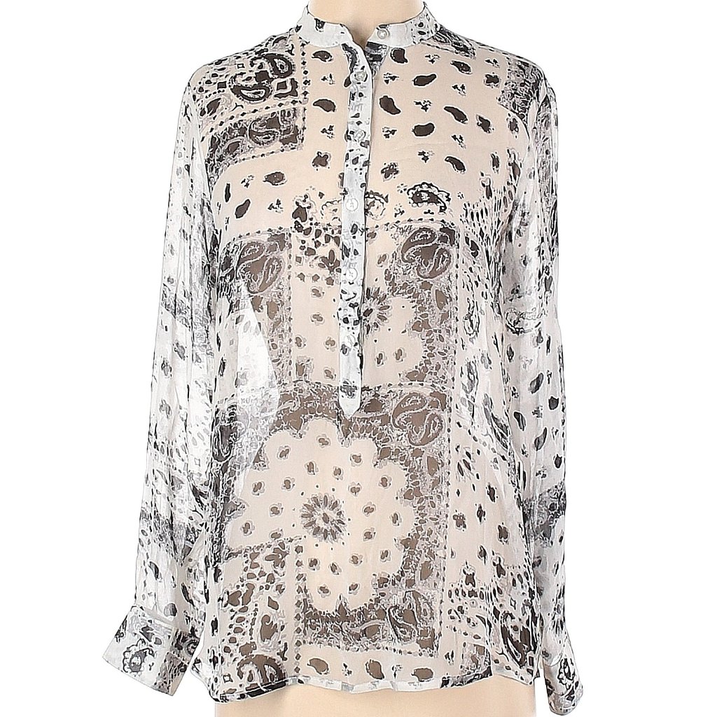 Dakota Collective Sheer Paisley Henley Blouse